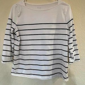 a new day, size large, cream with black stripes